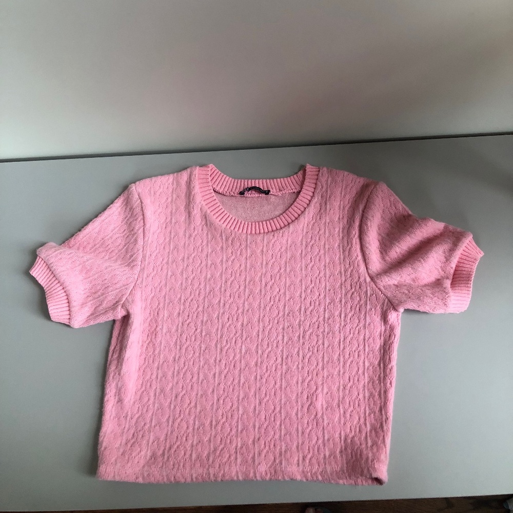 Zara Pink Cropped Sweater Top